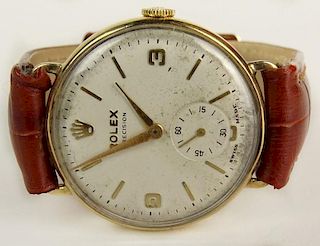 Vintage Rolex 9 Karat Yellow Gold Watch with Leather Strap