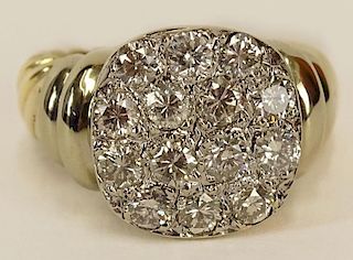 Lady's David Yurman approx. 1.40 Carat Round Cut Diamond and 14 Karat Yellow Gold Ring