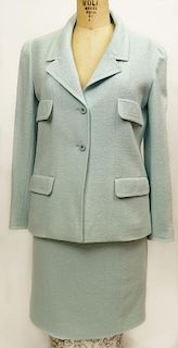 From a Palm Beach Socialite, A Retro Chanel Light Teal 2 Piece Boucle Suit