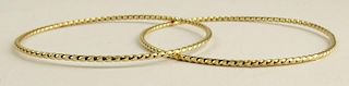 Two (2) Lady's Vintage 14 Karat Yellow Gold Bangle Bracelets