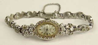 Vintage Croton 14 Karat Gold and Sterling Silver Diamond Ladies Watch