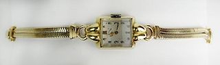Lady's Vintage Elgin 14 Karat Yellow Gold Bracelet Watch