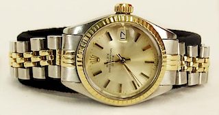Lady's Circa 1977 Rolex Stainless Steel and 14 Karat Yellow Gold Datejust Watch