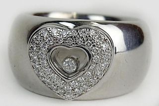 Lady's Chopard 18 Karat White Gold and Diamond Heart Ring