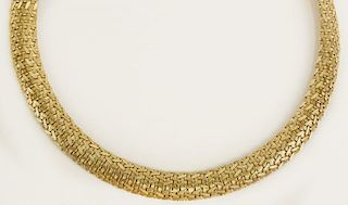 Vintage Italian 14 Karat Yellow Gold Mesh Necklace