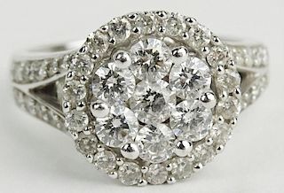 Lady's approx. 1.52 Carat Round Cut Diamond and 14 Karat White Gold Ring