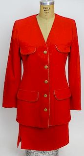 From a Palm Beach Socialite, A Retro/Vintage Emanuel Ungaro Red Wool Jacket and Skirt Suit