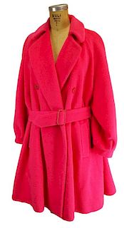 From a Palm Beach Socialite, A Giorgio Armani Hot Pink Alpaca Blend Wool Coat With Belt
