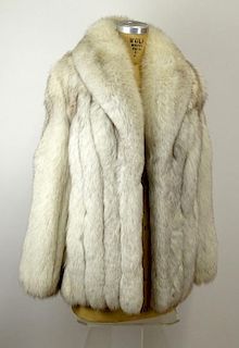 From a Palm Beach Socialite, A Retro/Vintage White Gray Tipped Fox Fur Jacket