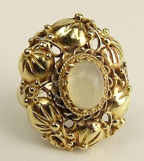 Lady's Vintage 14 Karat Yellow Gold and Moonstone Ring