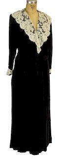 From a Palm Beach Socialite, A Christian Dior Lace Collared Black Velvet Robe