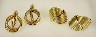 Two (2) Pair of Lady's 14 Karat Yellow Gold Earrings