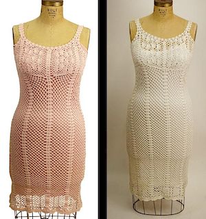 From a Palm Beach Socialite, Two (2) A.B.S. By Allen Schwartz Crocheted Dresses With Linings