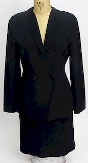 From a Palm Beach Socialite, A Giorgio Armani 2 Piece Black Silk Blend Jacket and Skirt Suit