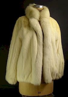 Retro Blush Dyed Mink Jacket With Dyed Fox and Poplin