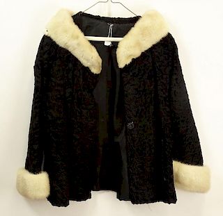 Lady's Vintage Persian Lamb Jacket with Mink Collar and Cuffs