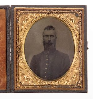 CIVIL WAR - CONFEDERATE SOLDIER NINTH-PLATE TINTYPE