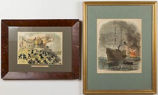 HARPER'S WEEKLY CIVIL WAR HISTORICAL PRINTS, LOT OF TWO
