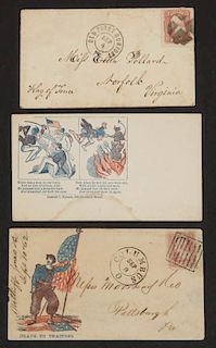 CIVIL WAR ILLUSTRATED PATRIOTIC AND FLAG OF TRUCE COVERS, LOT OF THREE