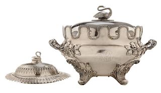 Silver-Plated Swan Finial Tureen
