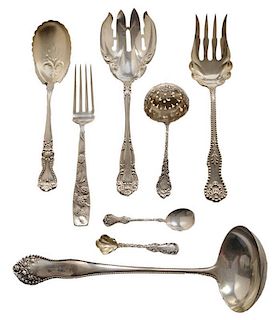 Sterling Flatware, Plates and Brush,