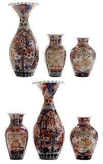 Three Pairs Imari Porcelain Vases