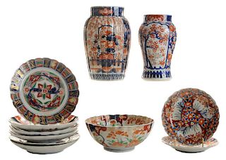 Eleven Pieces Imari Porcelain
