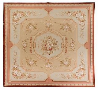 An Aubusson Style Needlepoint Tapestry 94 x 94 inches.