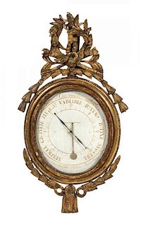 A French Giltwood Barometer Height 34 x width 19 inches.