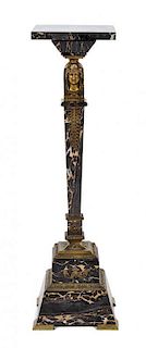 An Empire Style Gilt Bronze Mounted Marble Pedestal Height 41 1/2 inches.