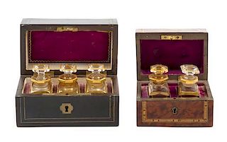 Two Napoleon III Perfume Caddies Height of taller 4 inches.