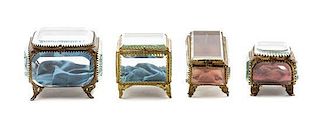 Four French Gilt Metal Mounted Table Caskets Height of tallest 3 x width 4 inches.