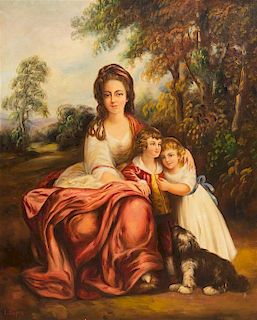 Artist Unknown, (19th Century), Woman with Children and Dogs