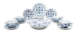 A Group of Royal Copenhagen Porcelain Dinnerware Diameter of soup plates 9 1/4 inches.
