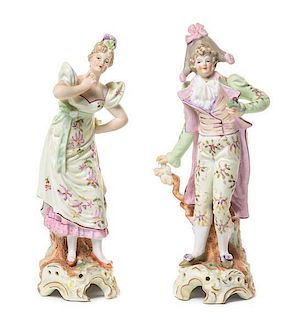 A Pair of Continental Porcelain Figures Height 7 3/4 inches.
