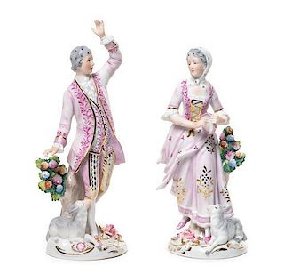 A Pair of Continental Porcelain Figures Height 8 1/2 inches.