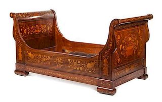 * A Dutch Marquetry Mahogany Day Bed Height 43 1/4 inches.