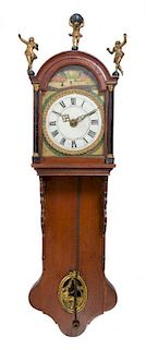 * A Dutch Oak Wall Clock Height 55 inches.