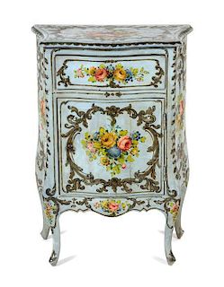 * A Venetian Painted Side Cabinet Height 31 1/2 x width 22 x depth 12 1/2 inches.