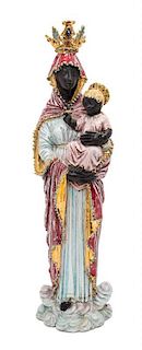 An Italian Ceramic Madonna and Child Sculpture Height 17 3/8 inches.