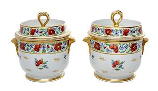 * A Pair of English Porcelain Fruit Coolers Height of each 9 1/2 inches.