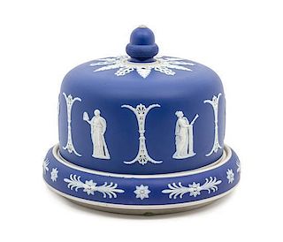 A Wedgwood Jasperware Cheese Dome and Stand Height 7 in x diameter 8 inches.