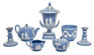 A Collection of Wedgwood Jasperware Articles Height of first 12 1/2 inches.