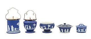 A Group of Wedgwood Jasperware Articles Height of tallest 6 3/4 inches.