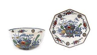 A Wedgwood Basket Pattern Bowl and Dish Diameter of dish 12 inches.