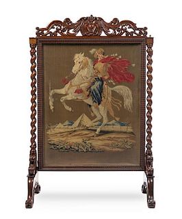 A Victorian Mahogany Firescreen Height 45 1/2 x width 30 inches.