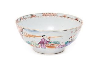 A Famille Rose Porcelain Punch Bowl Diameter 9 1/4 inches.
