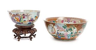 Two Chinese Export Porcelain Bowls Diameter of larger 10 1/4 inches.