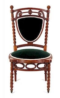 An American Walnut Side Chair Height 32 1/4 inches.
