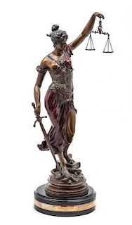 A Continental Bronze Figure Height overall 24 1/4 inches.